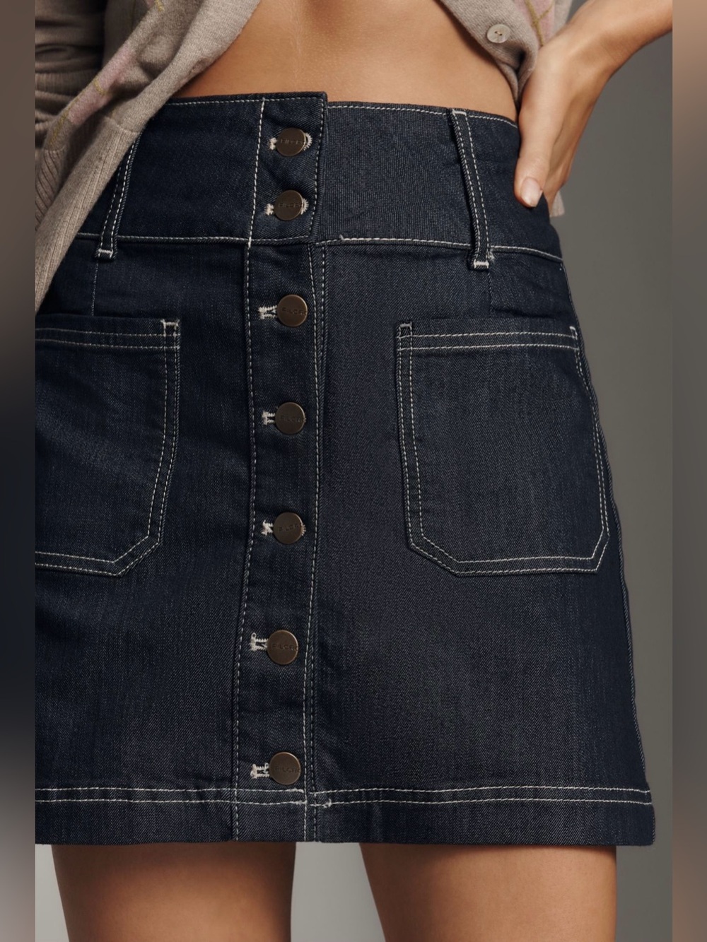 NWT Anthropologie Pilcro Button Front Denim Mini Skirt Size 2 Dark Medium Denim - Picture 2 of 15